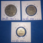 3 moedas / Brasil -100 , 200 e 400 Reis - comemorativas vicentinas ano de 1932 !!!