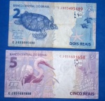 2 cedulas /Brasil - 2 e 5 reais serie CJ 033... MBC ...