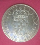 Medalha da Inglaterra com inscrição em latim - material bronze polido