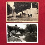 Cartofilia - 2 postais parque de caxambu + igreja e monumento de águas de São Lourenço 
