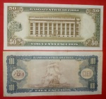 2 Cédulas grandes, Chile, Desenho de Caravela e Casa da moeda