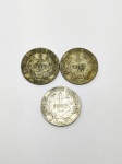 Numismática - 3 Moedas de 2.000 Reis do ano de 1924, todas sendo de Prata