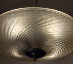 Lustre de metal,  com bacia e canopla de vidro de MURANO na cor branca. Medidas aproximadas: 46 cm de diâmetro x 62 cm de altura.