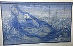 d´après de painel de azulejos do mexicano José de Ibarra (1685-1756) com imagem de Jesus feito em lona plastificada 80A x 135C, descrito no verso.
