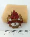 Pin/broche Tot Inainte do Partido Comunista Romeno - Romênia - usado, bem conservado.
