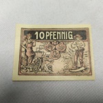 3.  Numismática - Possivelmente Menor Cédula do Mundo. Alemanha, Notgeld, 10 pfennig, 1921, FE. Mede apenas 3,9 x 5,3cm 