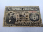 CÉDULA DE CINCO CENTAVOS DA REPÚBLICA ARGENTINA. NA NOTA CONSTAM DATAS DE 1881 E 1883.
