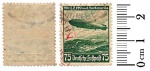 Filatelia - Selo de correio aéreo alemão, dos anos 30, relativo ao dirigível Hindemburg - LZ-129. Este dirigível foi o que se incendiou em Lakehurst (Lakehurst Naval Air Station), em 6 de Maio de 1937. Selo em boas condições de conservação.