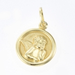 #25998 Medalha Anjo da Guarda em Ouro Amarelo Medida Sem Argola: 1,4cm, Peso: 0,4g