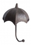 Gancho de ferro fundido na forma de guarda chuva.