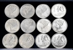Colecionismo - Excelente lote contendo 12 moedas de 1 Cruzeiro - comemorativa 1972 níquel em bom estado. Veja fotos.