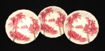 Arte contemporânea                                                                                                                             Conjunto de 03 Bowls em porcelana Inglesa esmaltado.Paisagem com Castelo.  Apresenta marca no fundo,  JohnsonBros.                                                                                                                                                                         Med. Diâm. 13 cm. x Alt. 03 cm.