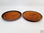 2 Pratos para servir aspargos ceramica vitrificada marron francesa. Medida 23,5 cm diâmetro.