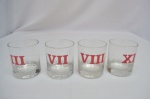 4 Copos Whisky Decorado Algarismos  romanos em Cristal Hering.