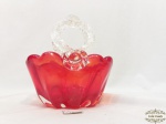 Cesta   bomboniere em vidro murano cor vermelho . Medida 16 cm x 6 cm