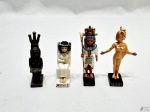 Jogo de 4 miniaturas da coleção Mistério dos Deuses do Egito da Salvat. Medindo em média 7cm de altura