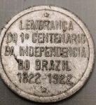 Medalha comemorativa da Lembrança do 1º Centenário da Independência do Brazil 1822 - 1922, Exposição Nacional do Cenenario - Rio de Janeiro - Pavilhão Portuguez. Conservada.