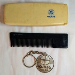 Raro Lote trés  Peças, Com  CHAVEIRO 1927-1991 DA VARIG, KIT COSTURA COM ESCOVA VARIG E PENTE PARA CABELO VARIG Para Colecionadores De Plantão.