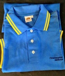 Camisa POLO Continental Airlines, Tamanho G,Cor Azul céu  Com Listas Amarelas .