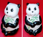 Bonito urso Panda , em louça decorativa , para incenso , com 12 x 11 x 15 cm de alt.
