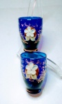 Par de copinhos Venezianos em azul cobalto , med. 4,5 x 7 cm