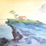 TELA  MONTANHA COM CASEBRE  PINTURA A ÓLEO ( pequenos desgastes na pintura)  55cm x 33cm  autoria não identificada