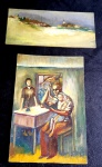02 PINTURAS  Óleo s/ Duratex ( anônimo)  1º.  PAISAGEM  33cm x 15cm // 2º. CENA INTERNA  34,5cm x 23,5cm 