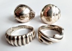 Quatro anéis em prata , , modelos e aros diversos .