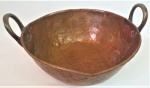TACHO DE COBRE COM ALÇAS DE BRONZE  42cm DIÂM. X 18cm ALT.