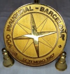 Rara Medalha VOO INAGURAL PARA BARCELONA VARIG SETEMBRO DE 1987 EM BRONZE 6x6cm Para Colecionadores De Plantão.