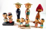 Lote miniaturas Japonesas em madeira anos 50 , med. de 8 a 3 cm .
