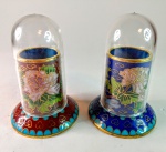 Par miniaturas em Cloisonné , donzelas , med .8 x 5 cm .