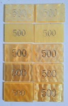LOTE COMPOSTO DE 10 FICHAS PARA POKER EM GALALITE OU BAQUELITE , MED. 3,5 X 5,5 CM .