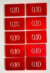 LOTE COMPOSTO DE 10 FICHAS VALOR 0,10 PARA POKER EM GALALITE OU BAQUELITE , MED. 3 X 4,8 CM .