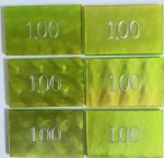 LOTE COMPOSTO DE 6  FICHAS VALOR 1,00 PARA POKER EM GALALITE OU BAQUELITE , MED. 3,6 X 5,7 CM .