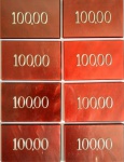LOTE COMPOSTO DE 8 FICHAS VALOR 100,00 PARA POKER EM GALALITE OU BAQUELITE , MED. 4,3  X 6,5 CM .