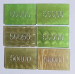 LOTE COMPOSTO DE 6 FICHAS VALOR 500,00 PARA POKER EM GALALITE OU BAQUELITE , MED. 4,3  X 6,5 CM .