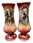 RIQUíSSIMO E RARO PAR DE JARRINHAS EM PRATA E ESMALTE COM LINDA PINTURA ASSINADO SÉCULO XIX. MEDINDO 10cm altura obs pequeno desgaste do tempo