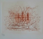 ANTONIO BANDEIRA - RARA GRAVURA EM PAPEL ARCHES COM A TINTA CHARBONEL NOIR EM SANGUÍNEA. TIMBRADO EM RELEVO SECO QUE A AUTENTICOU.  MEDINDO 9X12cm - 29x35cm MONTADA EMOLDURADA EM PROTEÇÃO EM VIDRO .