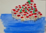 OLAVO FAVELA 1965 AQUARELA S/CARTÃO , MED. 12 X 16,5 - 21,5 X 28 CM.