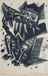 MARCELO GRASSMAN - BELÍSSIMA XILOGRAVURA 1955 ASSINADO PELO PINTOR , MED. 14 X 22 - 24 X 29 CM .