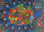 RAIMUNDO DE OLIVEIRA - A ÚLTIMA CEIA XILOGRAVURA EMOLDURADO VIDRO SOBRE VIDRO, MED. 16,5 X 23 - 26 X 33 CM .