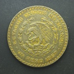 MÉXICO - Moeda Prata Estados Unidos Mexicanos Un Peso 1957