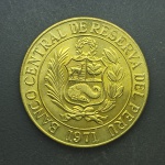 ESTRANGEIRA - Moeda Banco Central de Reserva Del Peru Un Sol de Oro 1971