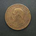FRANÇA - Moeda de Bronze Dix Centimes 1855