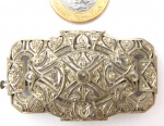Broche, produzido em prata, guarnecido com Marcassitas ,peso 17,4 gramas. Medidas: maior comprimento 4 cm de comprimento X 6,5 cm de largura.