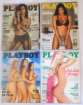 Lote contendo 04 revistas da playboy década de 90/2000. 