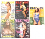 Lote contendo 05 revistas da playboy década de 90/2000. 