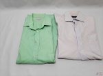 Lote de 2 camisas sociais de manga longa em algodão. Sendo uma da Zara, tamanho 42 e uma da Emporio Colombo, tamanho 4.