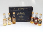 Caixa em couro com 6 miniaturas colecionáveis do ilustre whisky escocês Glenturret, contendo edições 8 anos, 10 anos, 12 anos, 15 anos, 1972 e malt liqueur. Caixa 5 x 24 x 17cm.